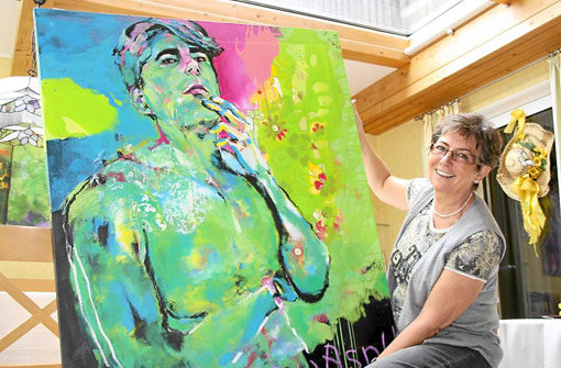 Christine Huber anäaslich ihrer Ausstellung 2010 im Freudenstädter Kurhaus